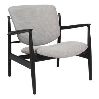 Lounge Chair in Fabric and Black Ash by Finn Juhl, France For Sale