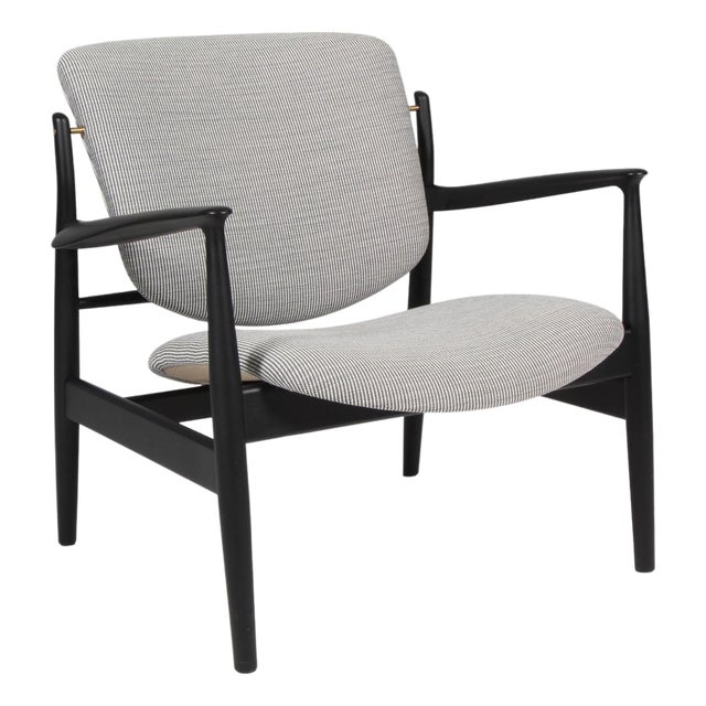 Lounge Chair in Fabric and Black Ash by Finn Juhl, France For Sale