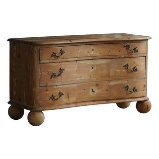 Antique Danish Chest of Drawers in Pine with Ball Feets, 1890s For Sale