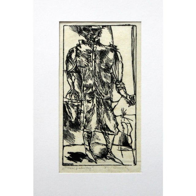 Franciszek Bunsch, The Third Traveller, Woodcut on Paper, 1984 For Sale - Image 3 of 6