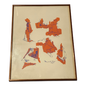 Boy With Blue Eyes Signed Greenebaum 1976 Lithograph Numbered 4/12 Modern Line Art