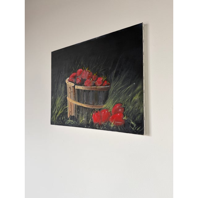 1980s Vintage Clara Still Life Red Tomatoes Acrylic on Canvas Painting, Signed, Unframed For Sale - Image 5 of 12