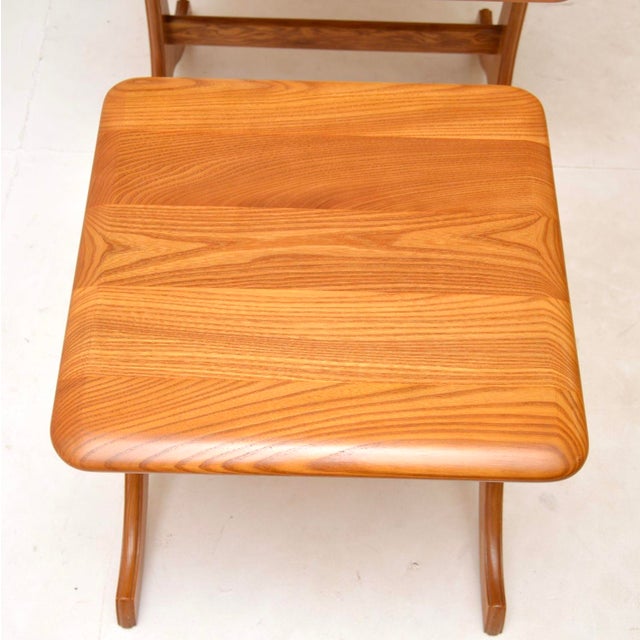 Wood Vintage Elm Nesting Tables, 1970s, Set of 3 For Sale - Image 7 of 9