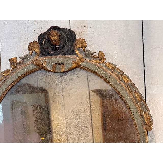 Italian Parcel Gilt and Green Oval Mirror For Sale - Image 6 of 6