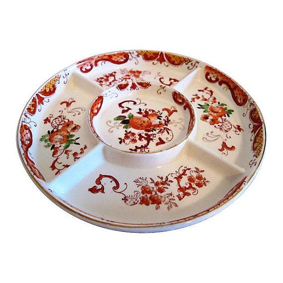 Vintage Japanese Coral Floral Divided Dishes A Pair Chairish