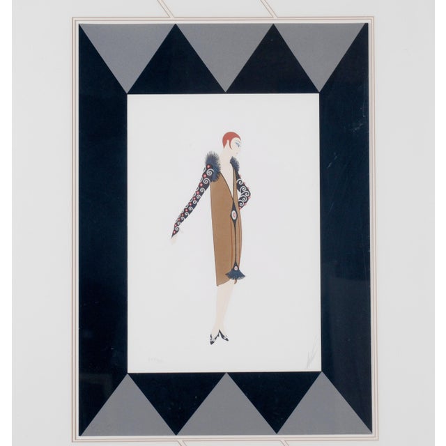 Art Deco Erte "Manhattan Mary Ii" Artist Hand Signed & Numbered Limited Edition 223/300 Framed & Matted Serigraph Excellent Print in Very Good + Frame For Sale - Image 3 of 11