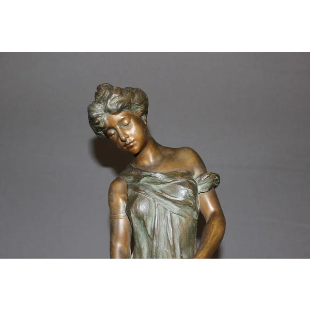Antique Sculpture of a Woman by Alfred Jean Foretay For Sale - Image 10 of 12