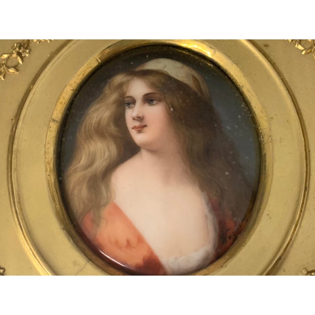 19th Century 19th Century Victorian Porcelain Portrait Painting: Agesta after Angelo Asti, Shadow Box Frame For Sale - Image 5 of 10