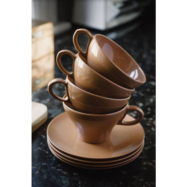 Brown Melamine Cups and Saucers Set of 4 Chairish