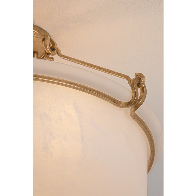 Hudson Valley Lighting Hudson Valley Lighting Lowerre 21.75 in. 3 Light Semi Flush in Patina Gold Leaf Finish For Sale - Image 4 of 8