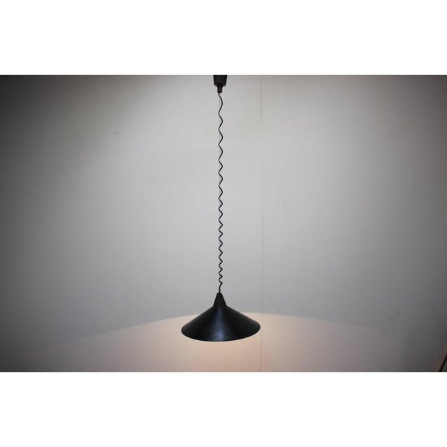 Czechoslovakian Space Age Pendant Lamp in Black Metal, 1970s For Sale - Image 11 of 12
