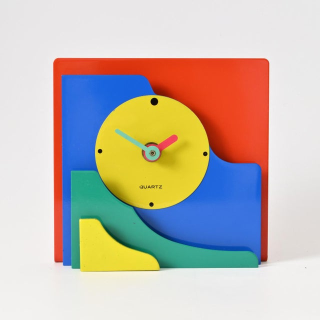 Metal Vintage Multi-Colour Desk Clock from Young Time, 1990s For Sale - Image 7 of 7