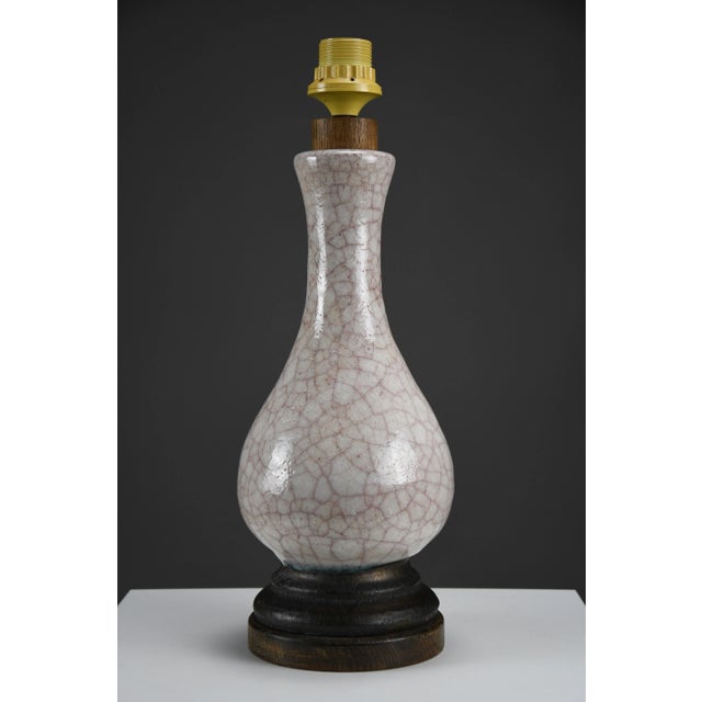 Beige Mid-Century Modern Craquelé Table Lamp attributed to Pieter Groeneveldt, Netherlands, 1960s For Sale - Image 8 of 12