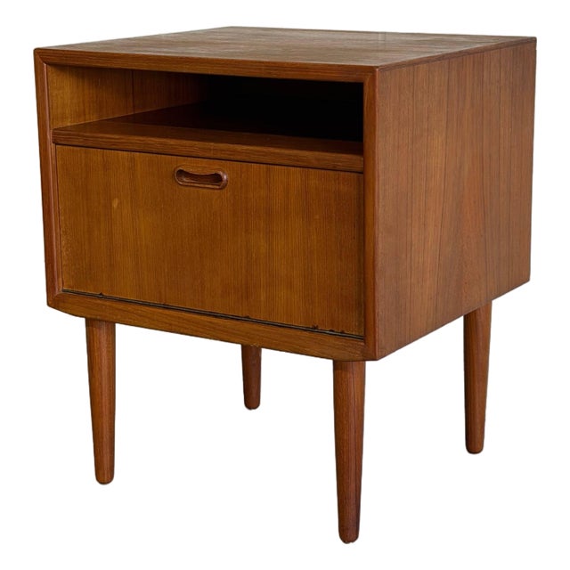 Teak Wood Nightstand by Arne Vodder Danish Minimalist Side Table Denmark 1960s For Sale
