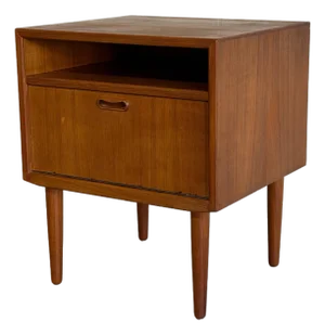 Teak Wood Nightstand by Arne Vodder Danish Minimalist Side Table Denmark 1960s