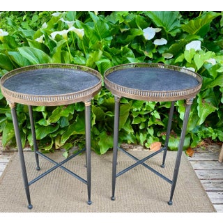 French Round Marble Top Lamp Tables For Sale