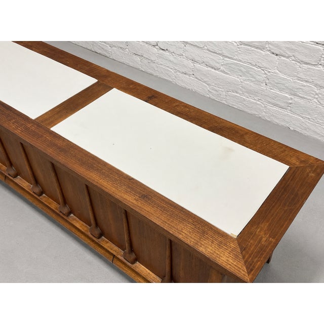Mid Century Modern Sculptural Walnut Commode | Cabinet With Brutalist Style Wood Details, C. 1960s For Sale - Image 9 of 16
