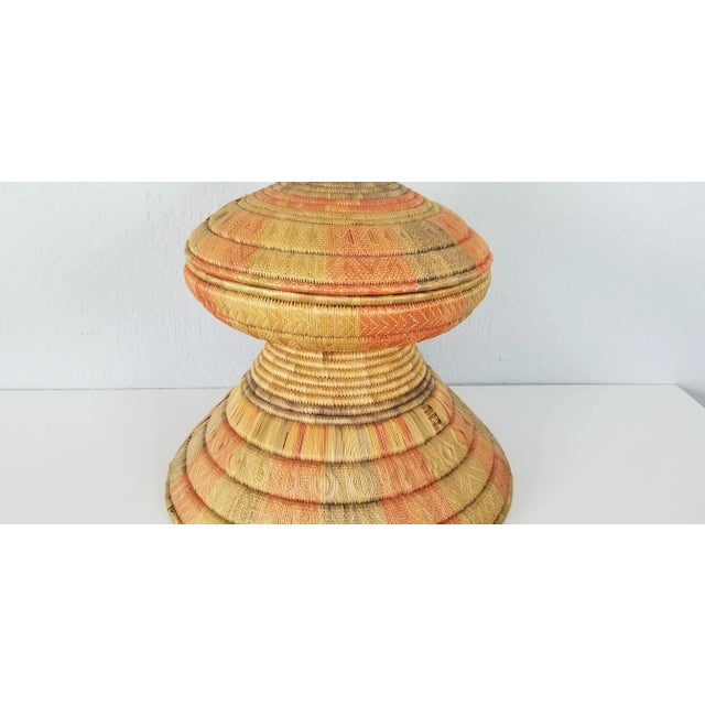 Brown Vintage Artisanal African Hand Woven Pedestal Bowl With Lid/Sold For Sale - Image 8 of 9