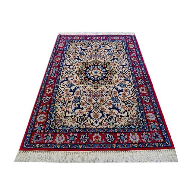 Isfahan Silk and Wool Rug, 1980s For Sale - Image 6 of 7