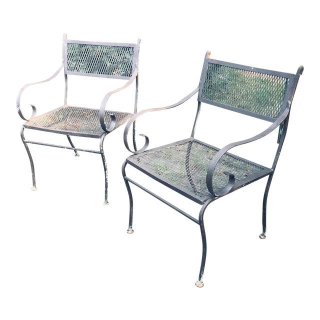 Russell Woodard Wrought Iron Patio Chairs A Pair Chairish