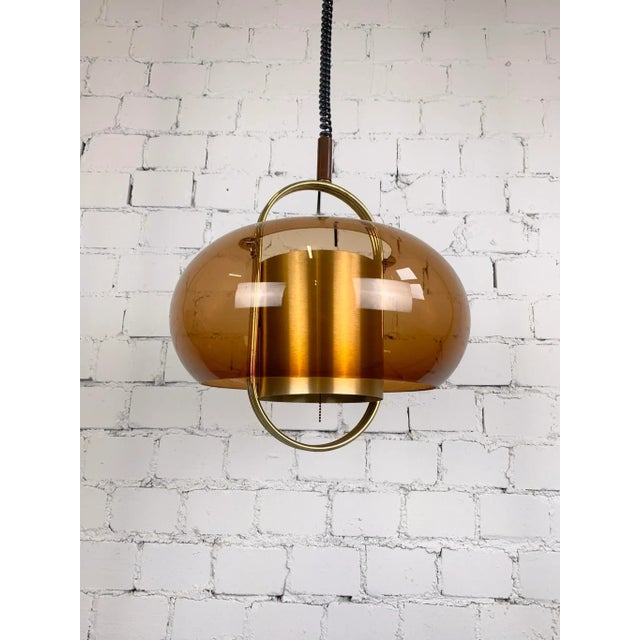 1970s Vintage Pendant Lamp in Smoked Brown Acrylic, 1970s For Sale - Image 5 of 11
