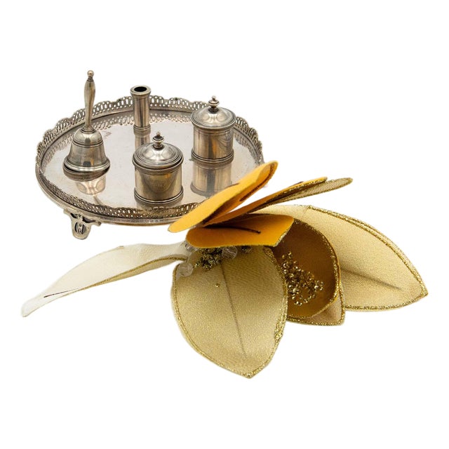 Silver Inkwell with Grid For Sale