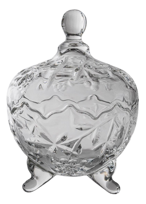 Vintage Clear Glass Footed and Lidded Bonboniere, 1980s