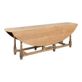 20th Century Large French Bleached Oak Gateleg Dining Table Console Table For Sale