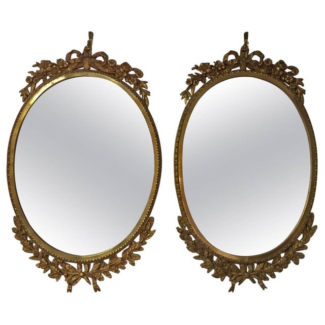 Pair Of French Ormolu Oval Mirrors Circa 1900 Chairish