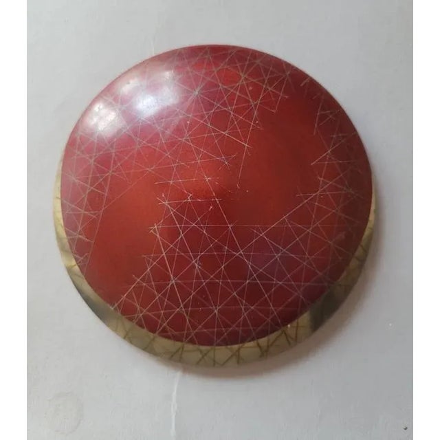 An unusual small cylindrical Wakasa lacquer box with a delicate geometric pattern. Dating Late Taisho, Early Showa Period,...