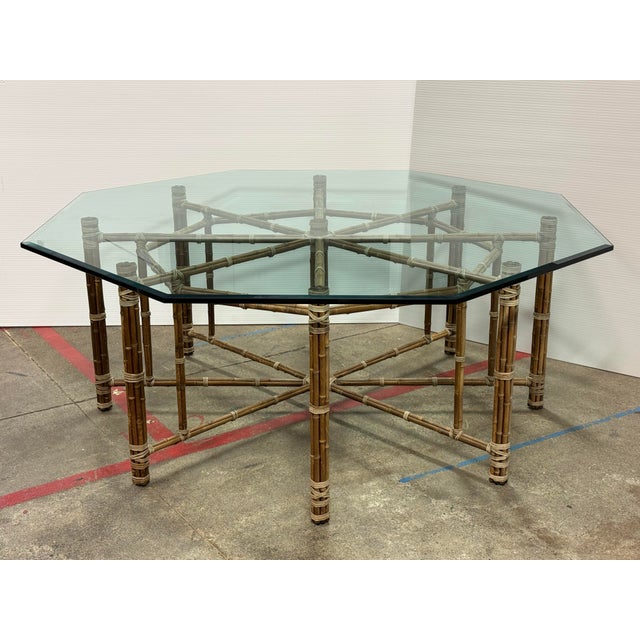 McGuire Furniture Late 20th Century Octagon Dining Table + Eight Dining Chairs, Set For Sale - Image 9 of 12