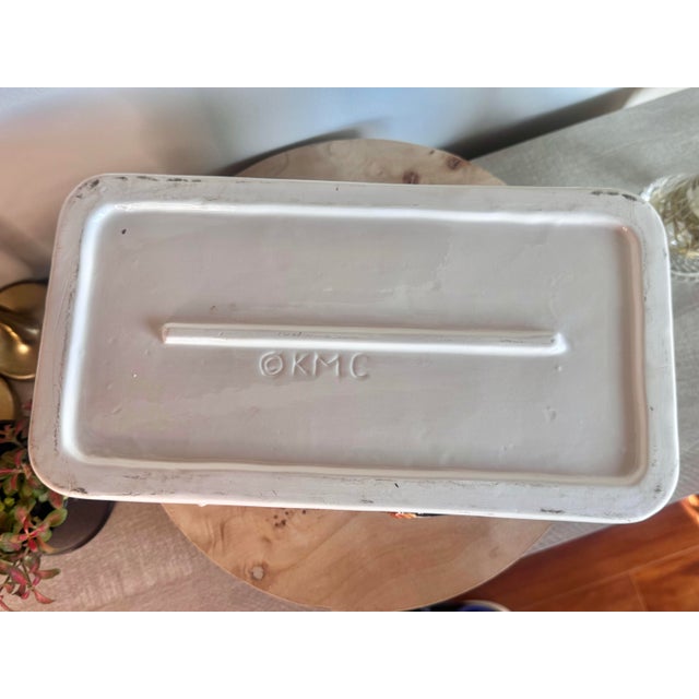 Ceramic Vintage KMC 3d Hand Painted Rooster Breadbox With Lid For Sale - Image 7 of 11