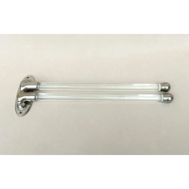 1930s Vintage French Art Deco Glass & Nickel-Plated Towel Racks, Set of 3 For Sale - Image 5 of 18
