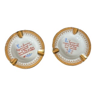 Vintage French Limoges Ashtray Catchall Set of 2 For Sale