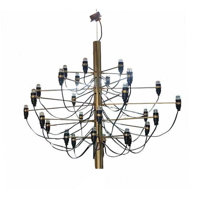 Chandelier model ‘2097/30’ designed by Gino Sarfatti (1912/1985) for Arteluce. Made with a polished brass structure. The...