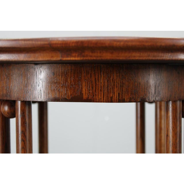 Wood Vienna Secession Coffee Table in Oak and Brass attributed to Josef Hoffmann, Czechoslovakia, 1920s For Sale - Image 7 of 15