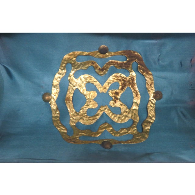 Brass Plated Box Domed Vanity Jewelry Decorative Vintage Chest With Key 4711b For Sale - Image 12 of 15