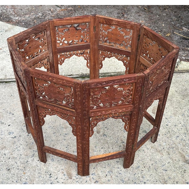 Brown Vintage Anglo-Indian Moroccan Folding Table With Brass Inlay For Sale - Image 8 of 12