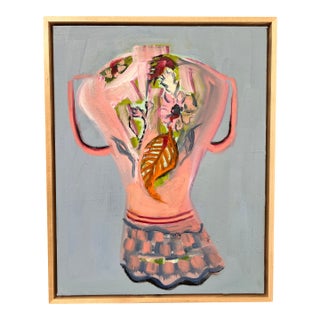 "Pink Vase With a Scalloped Bottom" Original Painting by Shann Spishak For Sale