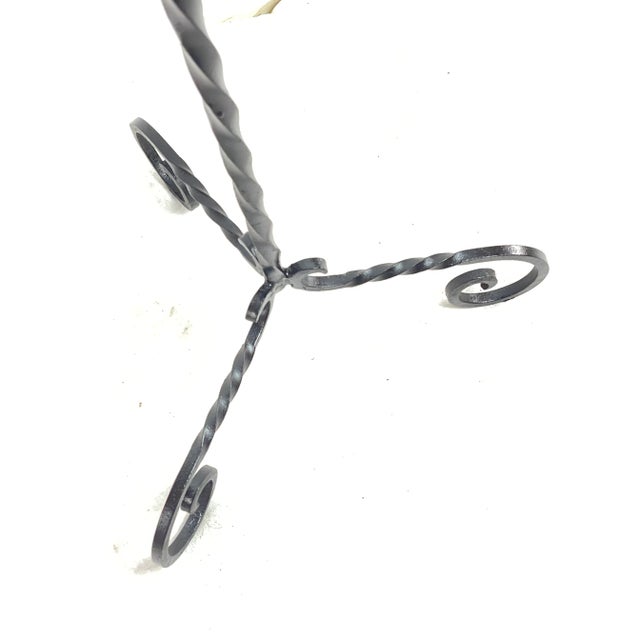 Mid 20th Century Twisted Wrought Iron Fireplace Set Tripod Stand With Shovel, Poker and Fork - 4 Pieces For Sale - Image 10 of 12