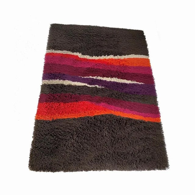 Mid-Century Modern Vintage Dutch Colorful Stripes Panton Style High Pile Rug by Desso, 1970s For Sale - Image 3 of 18