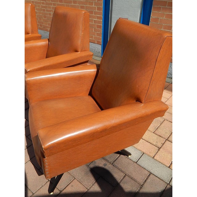 Tan Italian Armchairs, 1950s, Set of 4 For Sale - Image 8 of 14