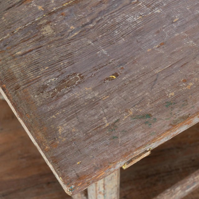 Mid 19th Century Original Gray Painted Pine Swedish Side Table, Circa 1820-40 For Sale - Image 5 of 11