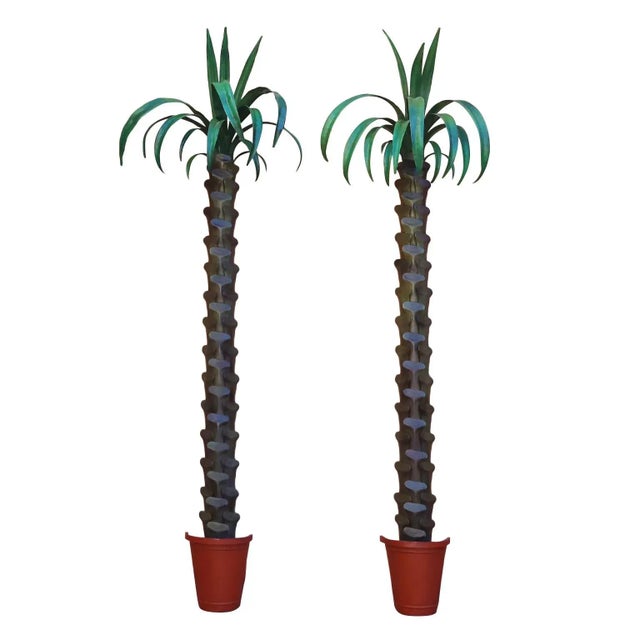 Pair of Tole Palm Tree Wall Mounted Sculptures For Sale - Image 10 of 10