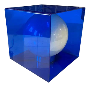 Mid-Century Laurel Blue Acrylic Cube Lamp, 1960s