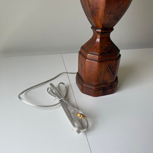 Mid 20th Century Turned Baluster Biedermeier Style Wood Table Lamp For Sale - Image 9 of 9