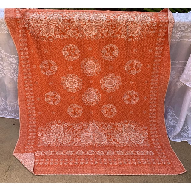 Vintage traditional Russian jacquard brocade, upholstery fabric floral home accent / blanket /sofa throw accent / or...