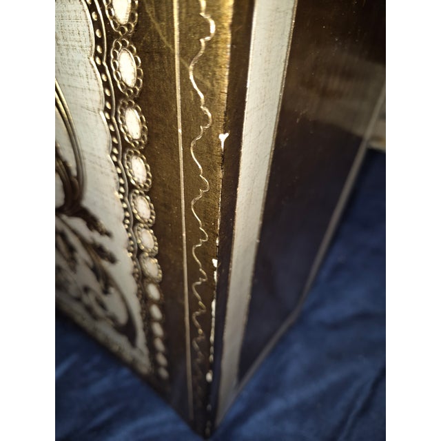 Mid 20th Century Mid 20th Century Matching Italian Florentine Carved Wood Wastebasket and a Small Tissue Box Fd For Sale - Image 5 of 14