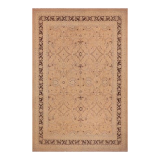 Shabby Chic Peach/Brown Wool Rug - 8'11'' X 12'5'' For Sale
