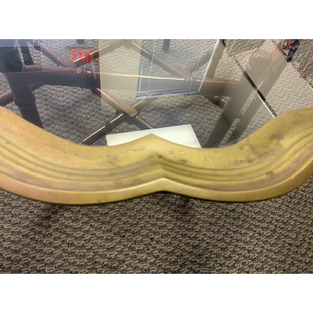 Wood 1960s Faux Bamboo Brass Tray Glass Cocktail Coffee Table For Sale - Image 7 of 12